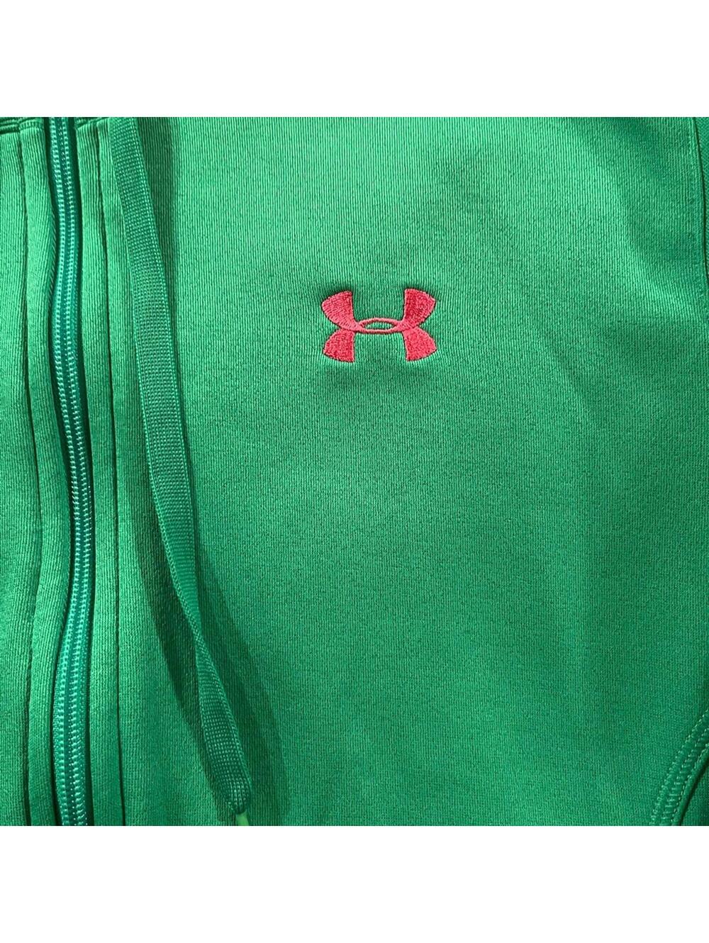 Under Armour Vibrant Green Pink Logo Full-Zip Hoodie Womens Size Medium - Picture 2 of 4